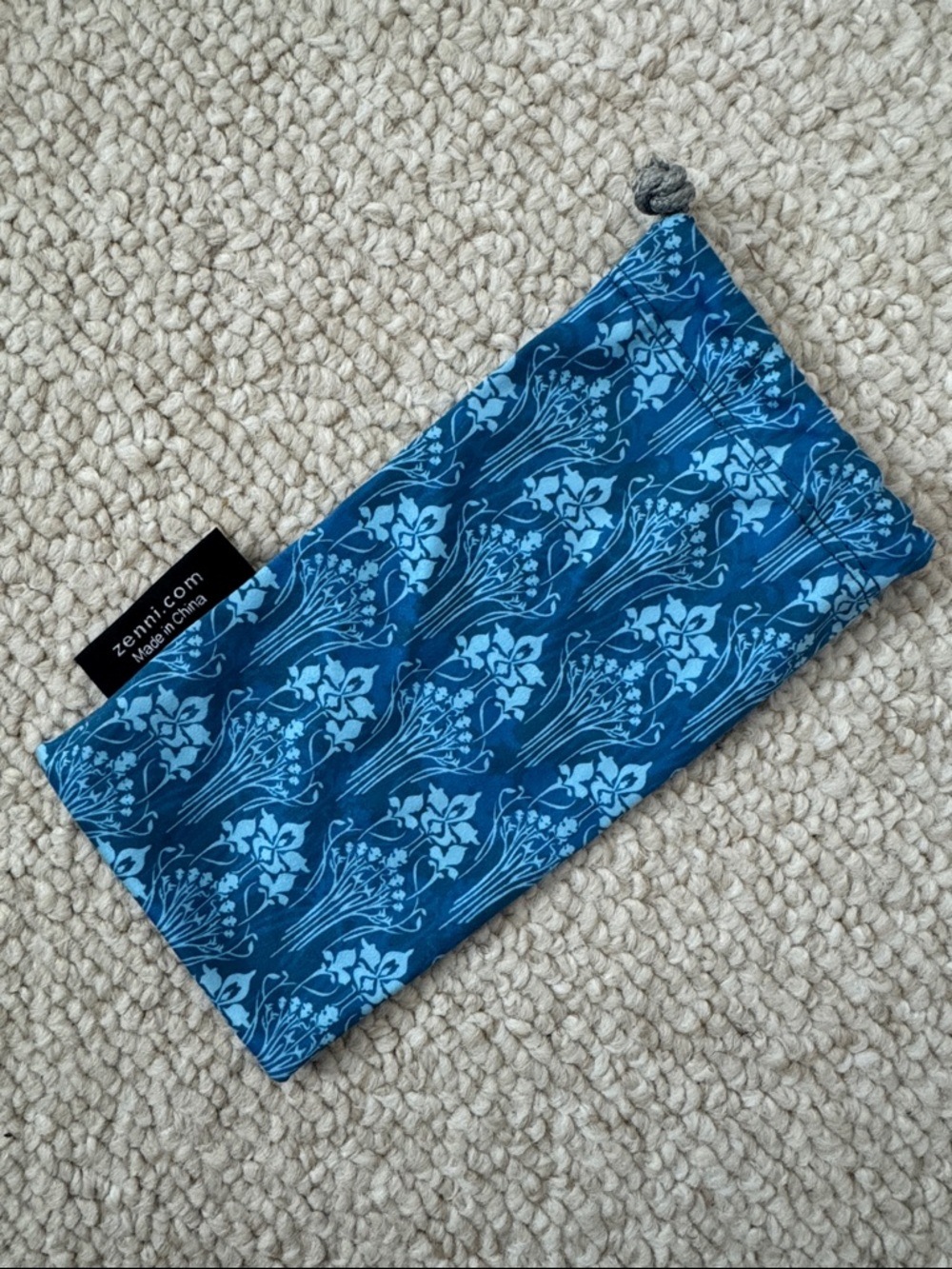 Zenni Blue Floral Soft Fabric Eyeglass Sleeve
